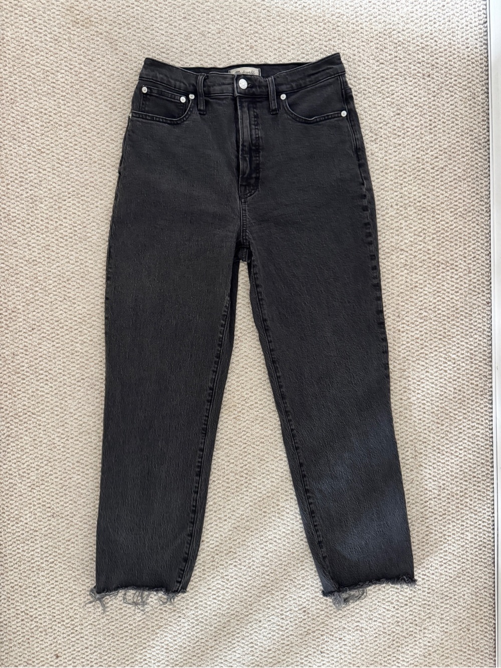 Madewell Womens Black High Waisted Straight Leg Jeans